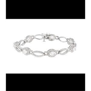 3.61 Ct. Oval Halo Design White Sapphire Gemstone Tennis Bracelet
